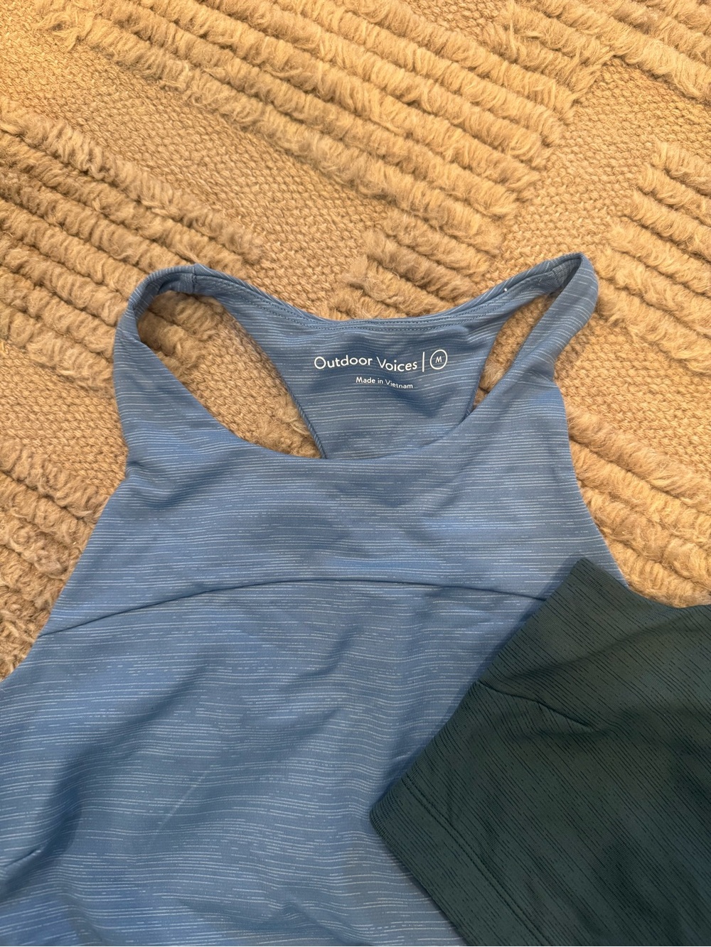 BUNDLE: 2 Outdoor Voices Racerback Crop Tank Sports Bras - Blue and Dark Green - Picture 4 of 4